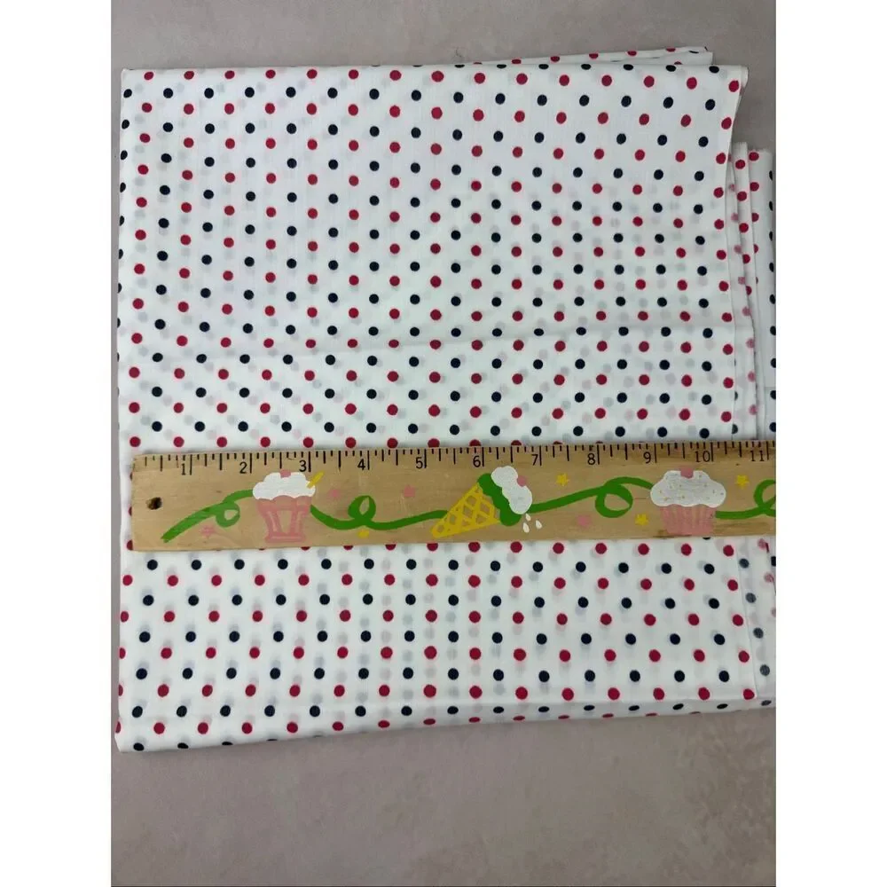 Vintage Fabric Polkadot Navy and Red 45x45” Kitschy
